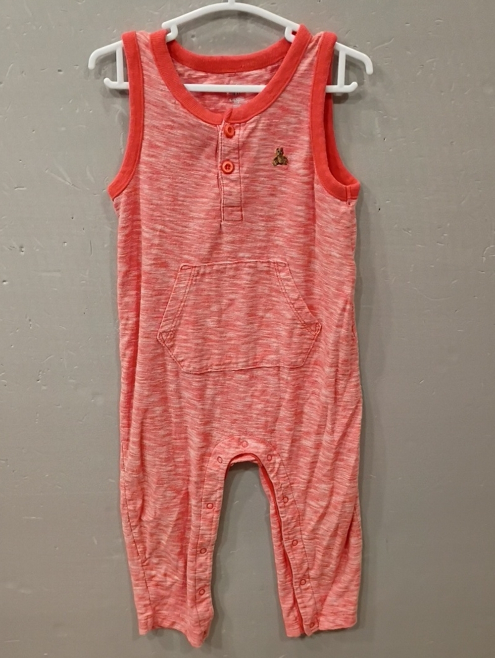 Baby GAP Coral Mélange Sleeveless Romper with Pocket